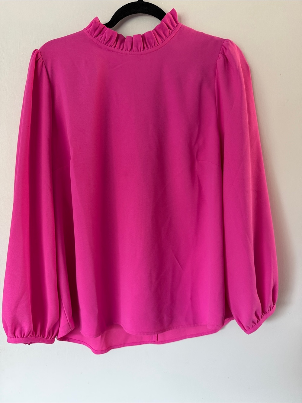 J. Crew Ruffle Mock Neck Long Sleeve Blouse - Hot Pink